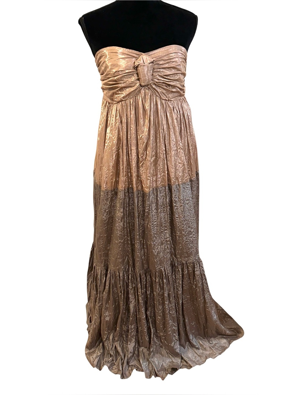 Ryu Size Lg Strapless Two-Tone Metallic Maxi Dress Shiny Finish